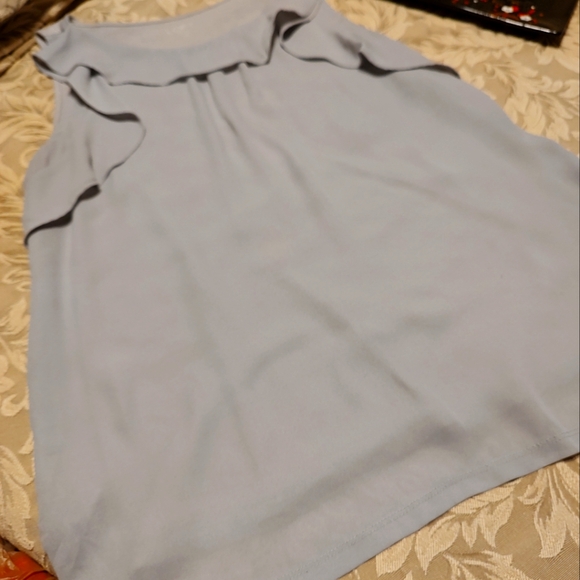 🩶Loft Dainty Soft French Silver Platinum Ruffled Organza Camisole Tank Top - LP - Picture 8 of 14